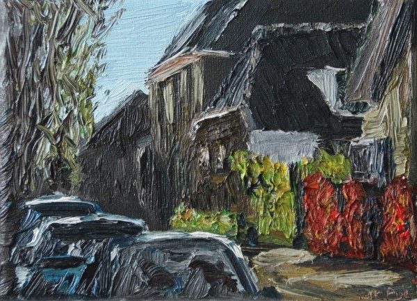 Schilderij | olieverf | Schoolstraat | Benthuizen | kunstschilder Oscar Pijl | Dutch art | oilpainting | modern impressionism | Holland | village | 
